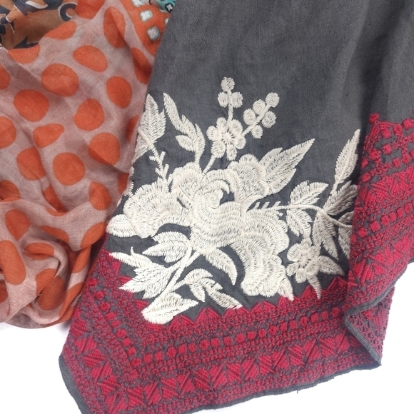 New Johnny Was Charcoal Camille Draped Embroidered Cream Red Cardigan Sz… - Picture 11 of 16